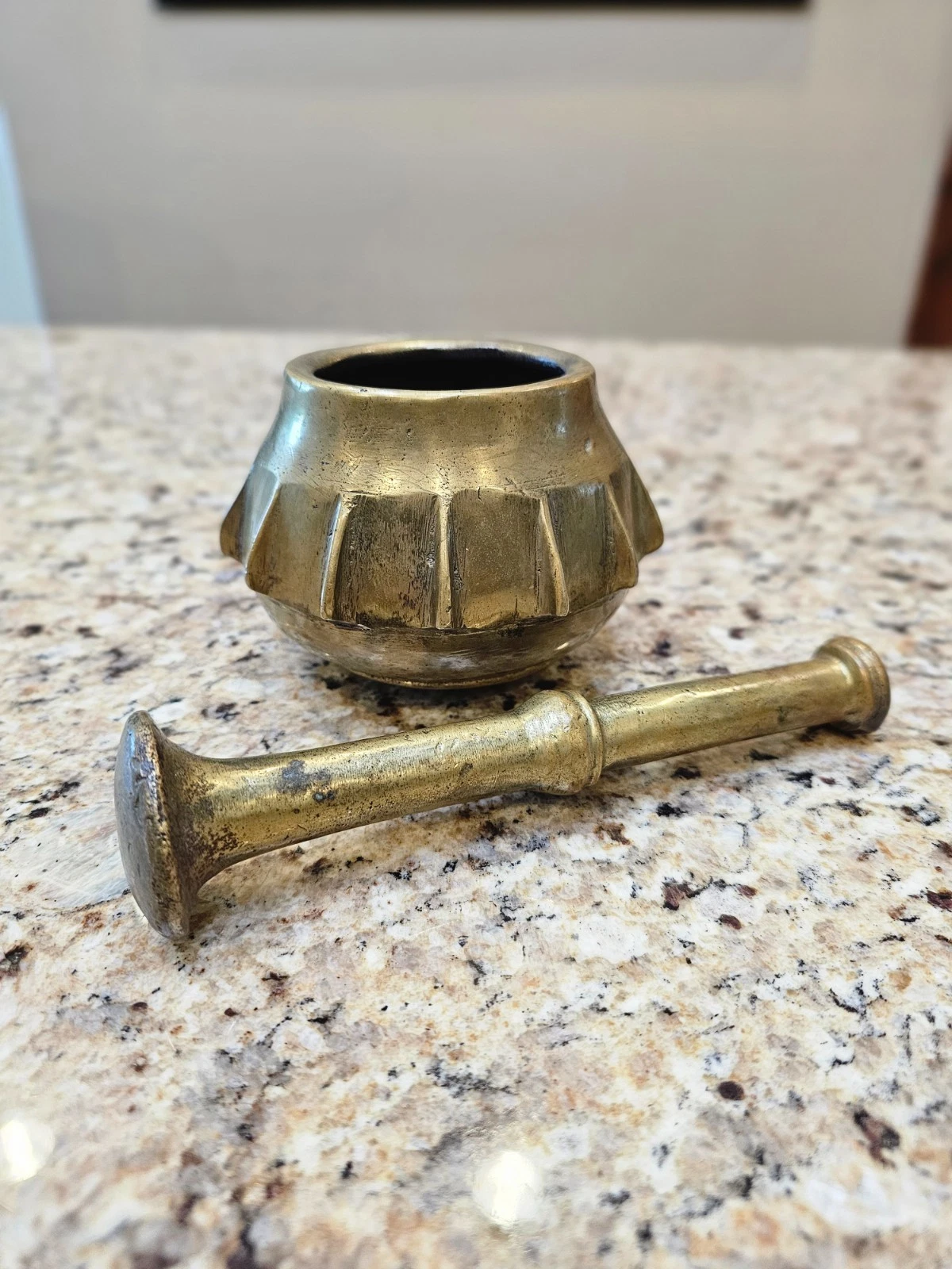 antique brass mortar and pestle