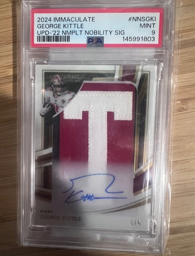 Panini 2024 Immaculate George Kittle 49ers PSA 9 Auto Patch #/8 NNGSKI