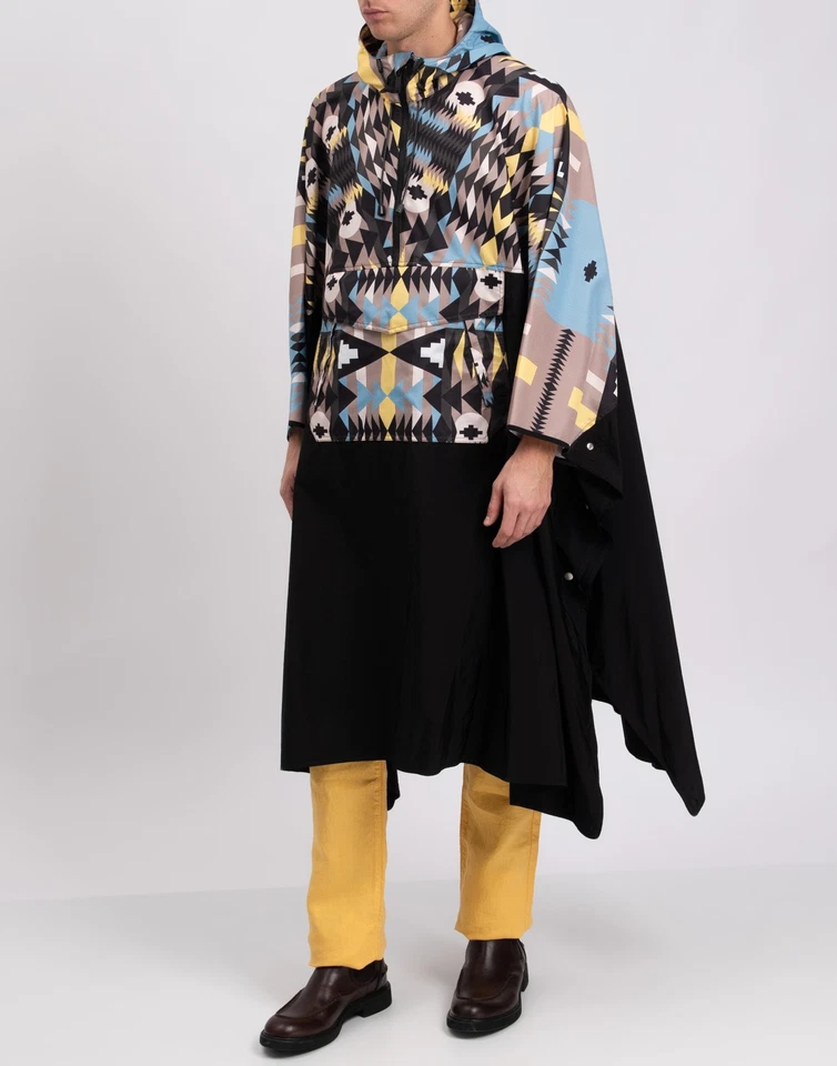 RRP €835 MARCELO BURLON COUNTY OF MILAN Navaho Graphic Poncho Size M Hooded - Image 3 of 4