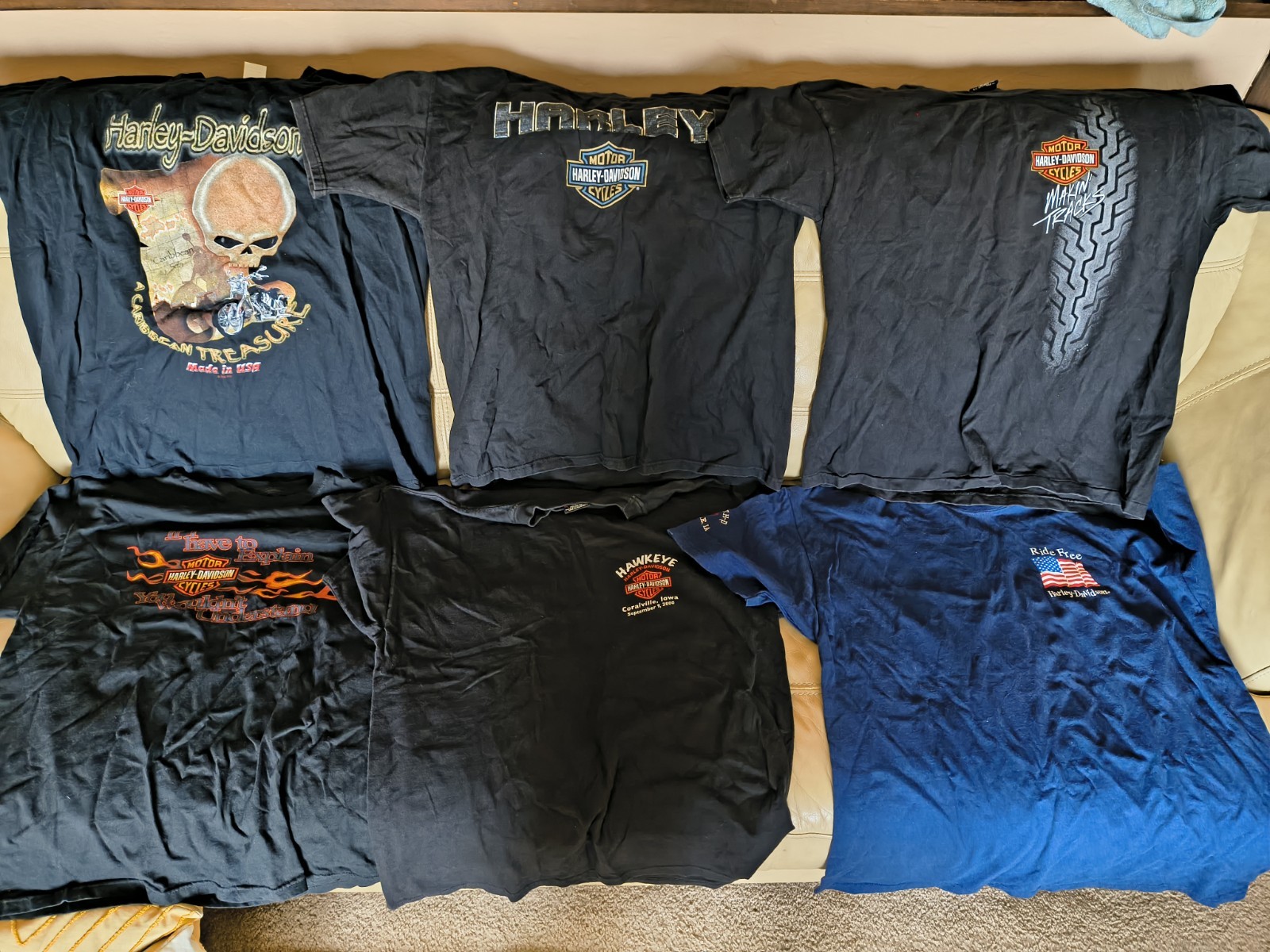 Vintage Harley Davidson T Shirt Lot 6 Mens XL Dealer Tees USA Biker