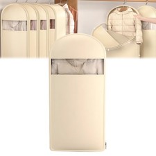35x23x6 Beige Space Saving Hanging Garment Bag, Self Compression Zipper, Coat