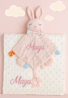 Personalised Baby Soothing Toy and Blanket Gift Set Newborns