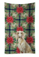 Caroline's Treasures Cream Saluki Christmas Poinsettas Kitchen Towel WDK8795KTWL
