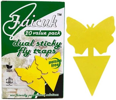 Dual-Sided Yellow Sticky Fly Traps for Plant (20 Pack Butterfly)