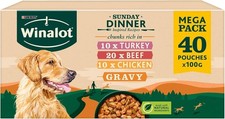 WINALOT Sunday Dinner Mixed in Gravy Wet Dog Food Pouches 40x100g 4.07 per kilo