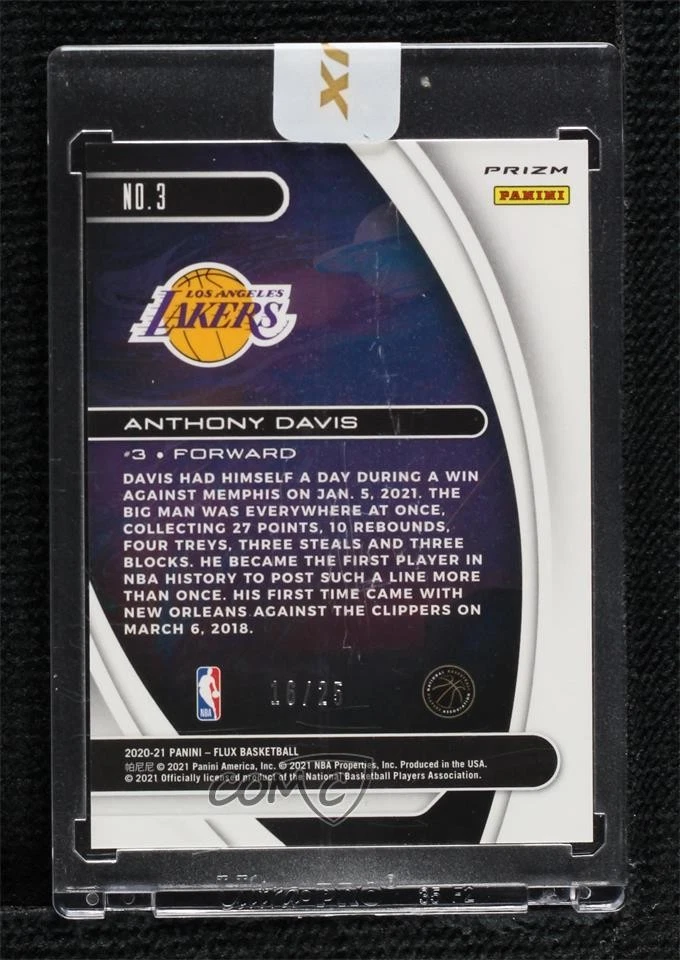 2020-21 Panini Flux Titan Purple Prizm /25 Anthony Davis #3 - Image 2 of 2