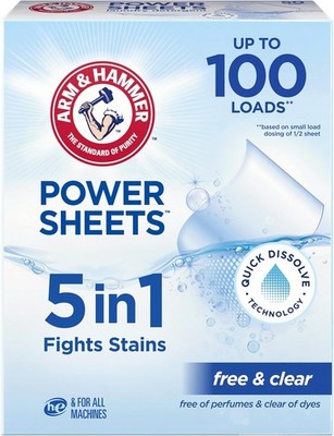 5-in-1 Laundry Detergent Sheets Fragrance Free 50 Count Up to 100 Loads