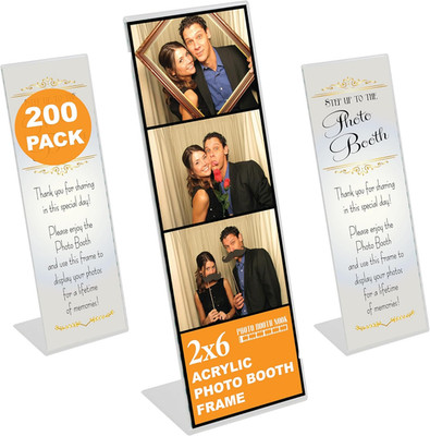 2X6 Slanted Acrylic Photo Booth Frames - 200 Count with Silver Inserts