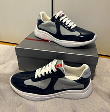 PRADA Herren Sneaker Low Top Schnürung EU 44 Schwarz/Grau/Weiß/Rot neu
