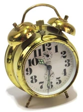 Linden Black Forest Double Bell Peg Leg Alarm Clock, Luminous Dial, Works