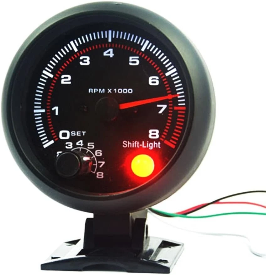 3.75-Inch ABS Tachometer with White LED Backlight & Red Shift Light - 0-8000 RPM - Image 3 of 4