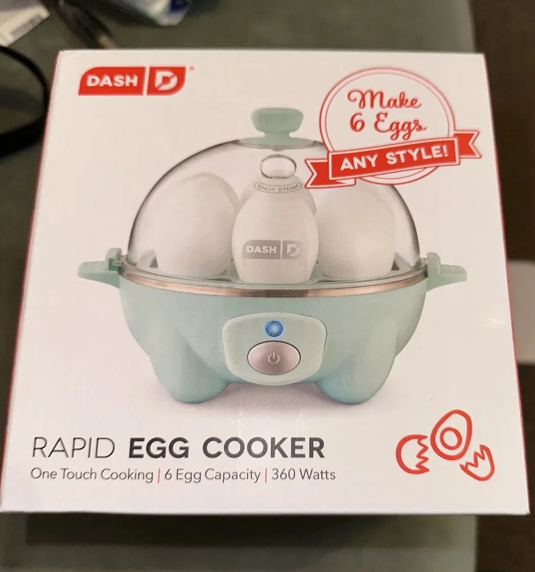 Dash AQUA 6 Egg Rapid Cooker w/ Poaching Tray & Measuring Cup New and Factory