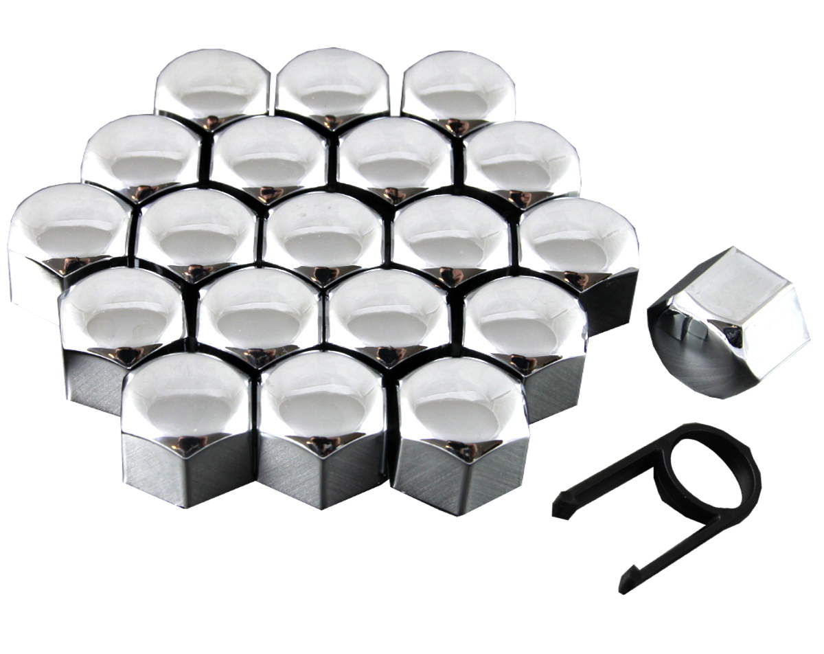 Set 20 17mm Chrome Car Caps Bolts Covers Wheel Nuts For Peugeot 306 307 308
