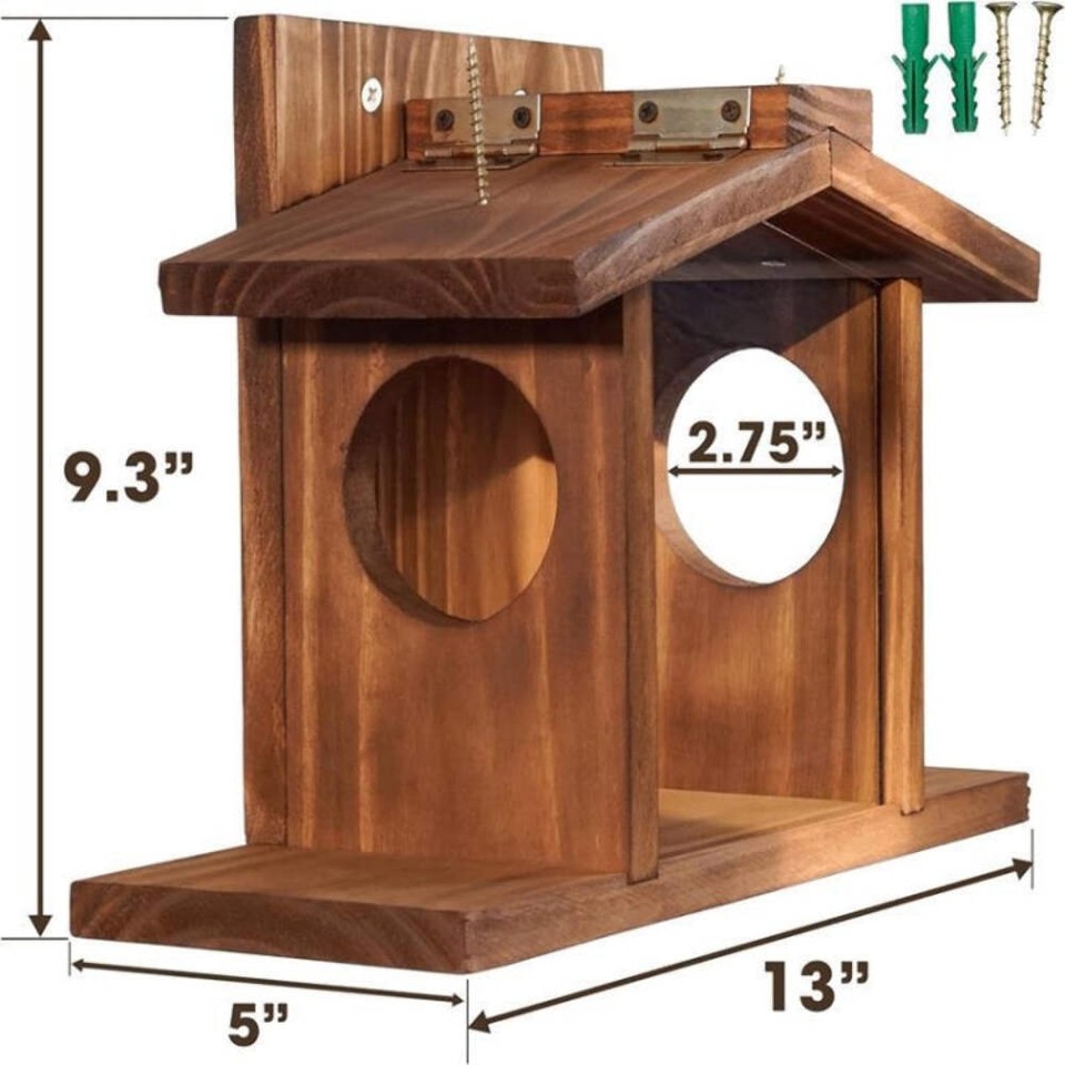 Wood Squirrel Feeder Chipmunk House For Corn, Peanuts eBay