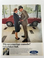 1967 Vintage Magazine Print Ad Ford Mustang Select Shift