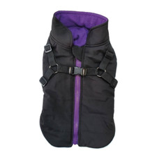 Hundemantel Sobak 2 in 1 Winterjacke inkl Geschirr Gr XXS schwarz-lila 20cm Hund