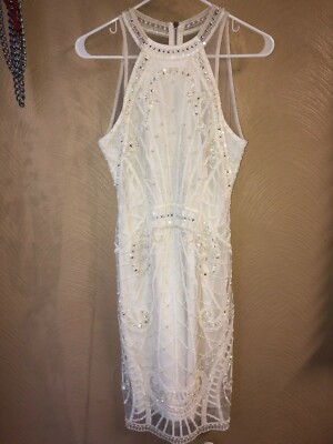WHITE BEADED SPECIAL OCCASION DRESS **WORN ONCE, PERFECT FOR ENGAGEMENT** |  eBay