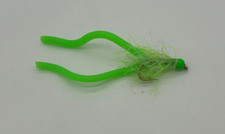 6 x Hothead Squirmy Wormy - UV Green Body / Green Tail - Trout Flies