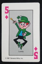 1981 General Mills Cereal Card Game Hearts Lucky 5 Diamonds