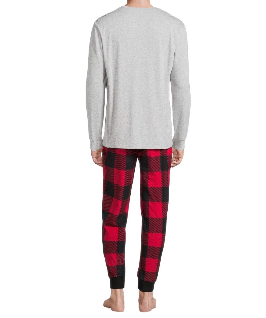 Men s Holiday Time Red and Black Plaid Soft Pajama Jogger Pants