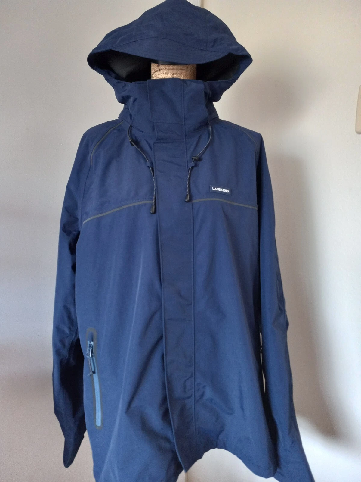 Lands End Classic Rain Coat Blue Size Large 42-44 Rn 62830
