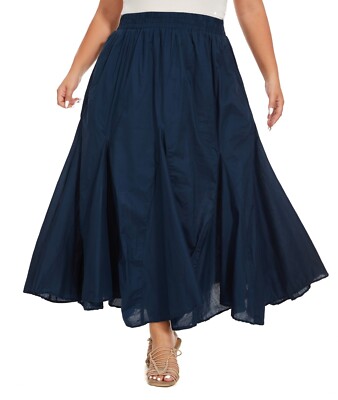 Beautybatik Women Cotton BOHO Gypsy Long Godet Broomstick Plus Size Flare Skirt