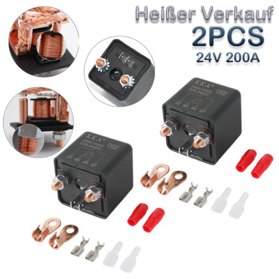 2PCS Relais Arbeitsstromrelais 24V 200A Lastrelais Normal Open 4 Pin KFZ Relais