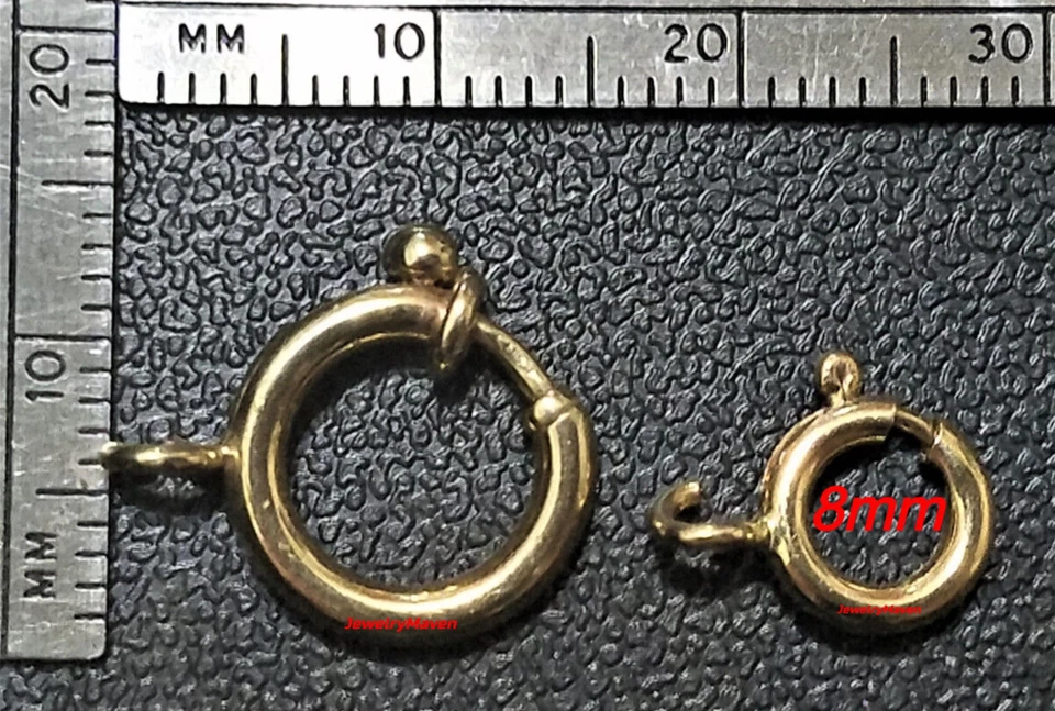 Anillo de resorte grande de oro amarillo macizo de 14 k JUMBO de 12 mm de alta resistencia salto abierto Foto 4 de 4