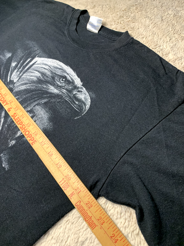 Weißkopfseeadler schwarz und weiß Grafik T-Shirt Herren Large Gildan Rundhalsausschnitt Tee - Bild 5 von 6