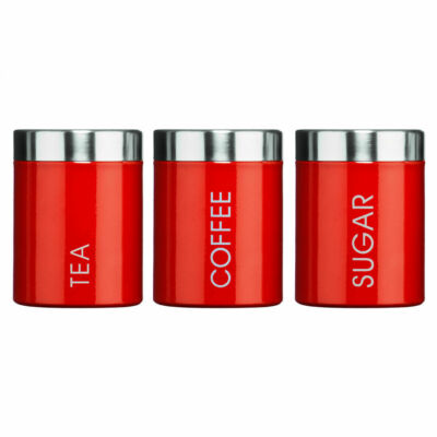 3Pc Tea Coffee Sugar Canister Set Kitchen Storage Pots Containers