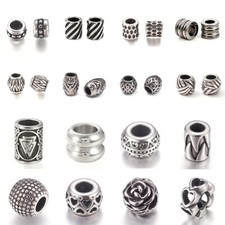 10x Antique Silver 304 Stainless Steel European Large Hole Beads For Bracelet