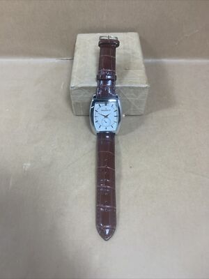 Peugeot Men's 2027 Two-Tone Watch With Embossed Leather Strap