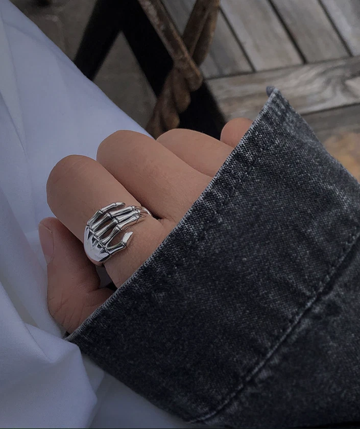 Skeleton Hand 925 Silver Adjustable Thumb Ring Women Jewellery Gift AU HOT
