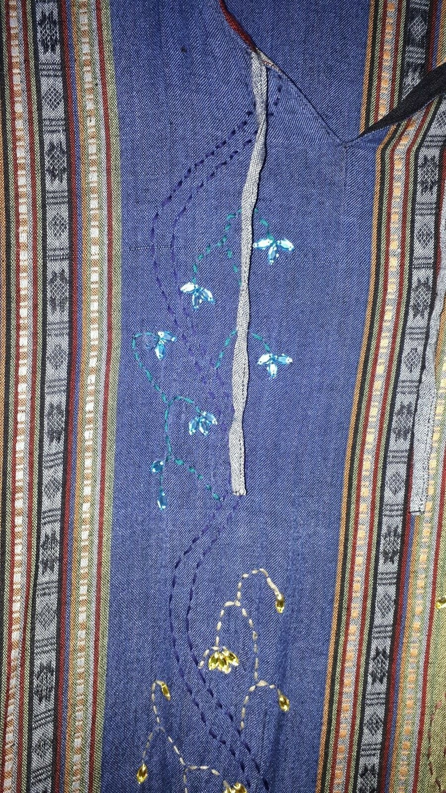 Multi beaded long ethnic hippie boho gypsy stripe Moroccan style kaftan kurta image 6