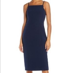 navy square neck dress
