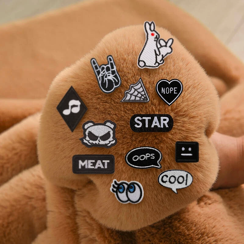 Black Embroidery Small Patch Sew On Iron On Badge Fabric Applique Craft Sticker - Image 1 of 1