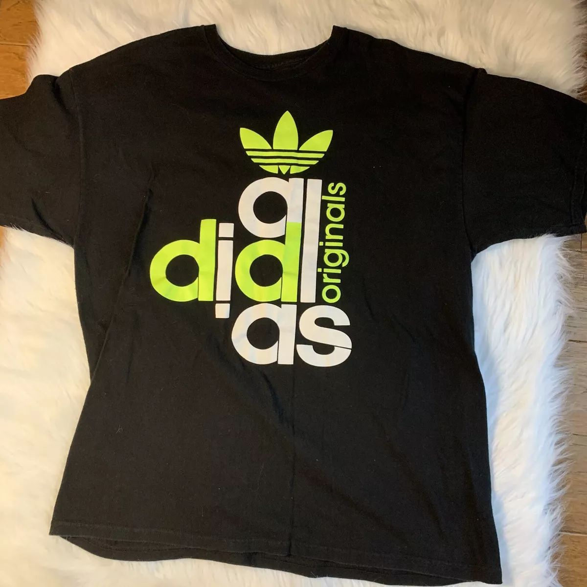 Adidas Originals Spell Out Mens T Shirt Black Green Trefoil XL 100% Cotton  SS | eBay