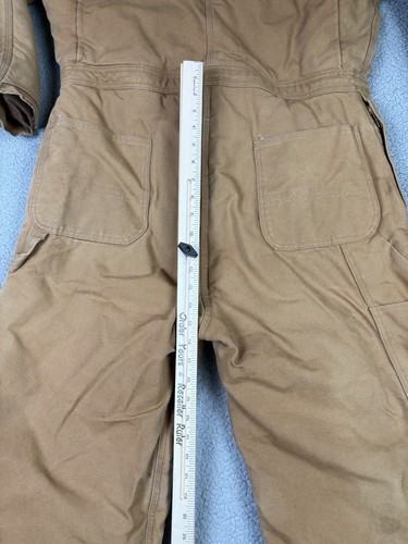 VTG Carhartt Coveralls 44 Regular R68QZR Tan Quilted Lining Hood Union Workwear - Picture 18 of 24