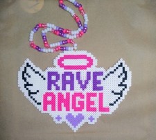 Rave Angel Perler Bead Kandi Necklace-EDC-RAVE-FESTIVAL-PLUR-EDM