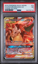 2019 Pokemon Sun & Moon Cosmic Eclipse #22 Charizard/Braixen Gx PSA 7