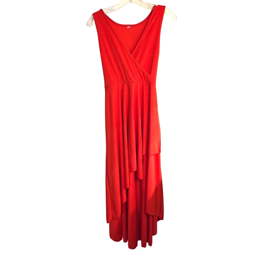 Women s XL Red Long Sleeveless Sun Dress Hi Low Miss Size 16 18 Extra women-s-xl-red-long-sleeveless-sun-dress-hi-low-miss-size-16-18-extra