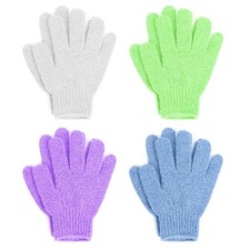 Exfoliating Shower Gloves Set - 4-Pack Soft Body Scrub Mitts