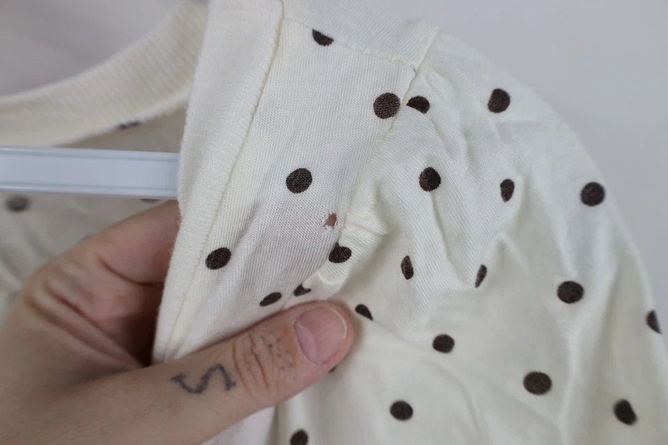 Vtg Y2K Forever 21 Womens XS Bella Babydoll Polka Dot Ribbed Knit Shirt Top - Image 4 of 4