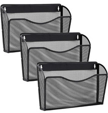 Gawerk 3 Pack Wall File Organizer, Mesh Wall File Pocket Mail Organizer Hanging