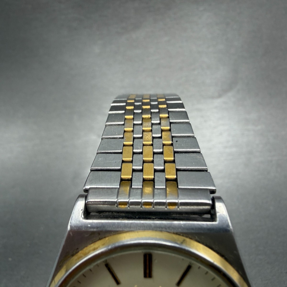 Seiko Alba Watch Men 35mm Champagne Dial Two Tone Daydate V743 