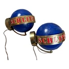 VTG 1960s SCHLITZ Beer Rotating Globe Lighted Bar Sign Wall Sconce Pair of 2