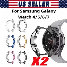 2X Samsung Galaxy Watch 4 5 6 7 40/44 Tempered Glass Protector Screen Case Cover