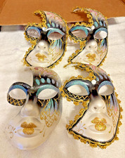 2 sets of 2 each La Maschera del Galeone style Hand Painted Venetian Masks