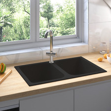 Kitchen Sink Black 76 x 48 x 30 cm Quartz and Resin