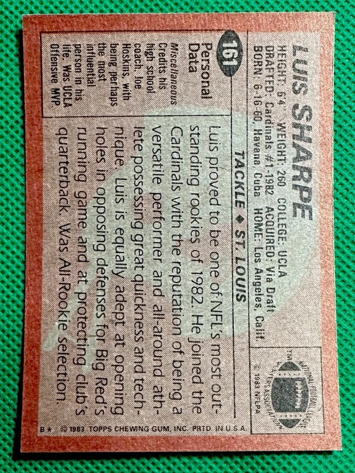 1983 Topps #161 Luis Sharpe RC St. Louis Cardinals Rookie NMMT - Image 2 of 4